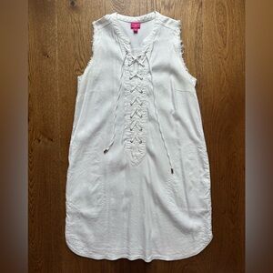 Trina Turk x I.N.C. Linen Blend Lace-up Shift Dress, White, Medium